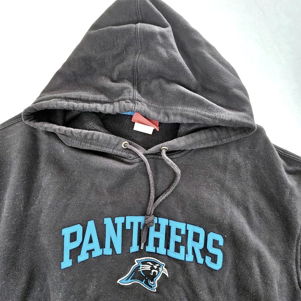 NFL Carolina Panthers Hoodie Black Blue Pullover Sweatshirt Mens Large VF Logo